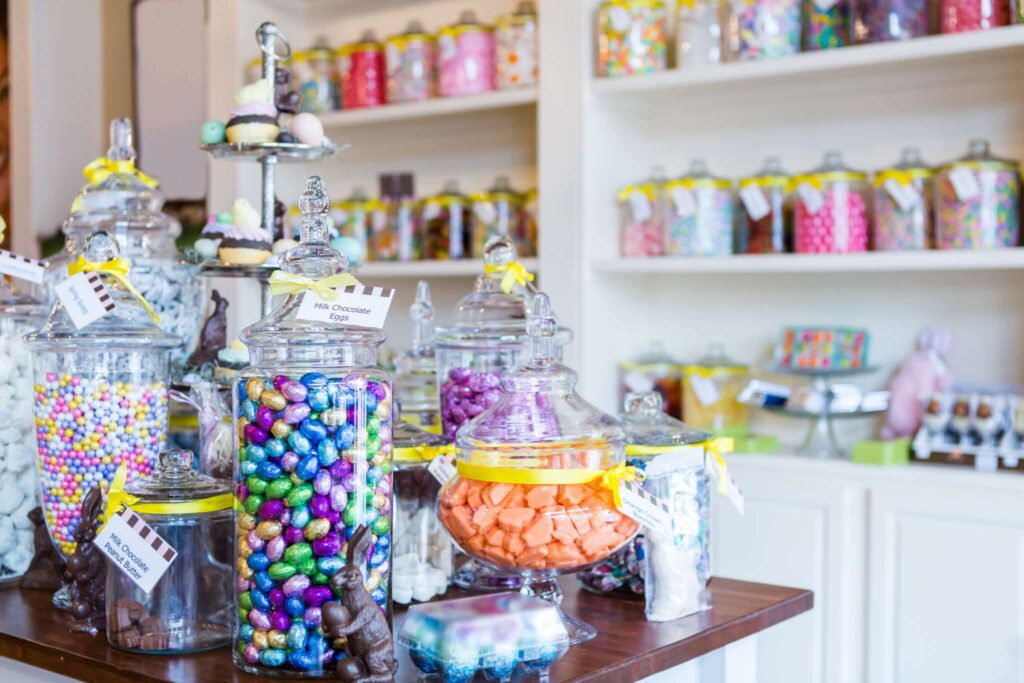 A candy store filled with lots of different candies.