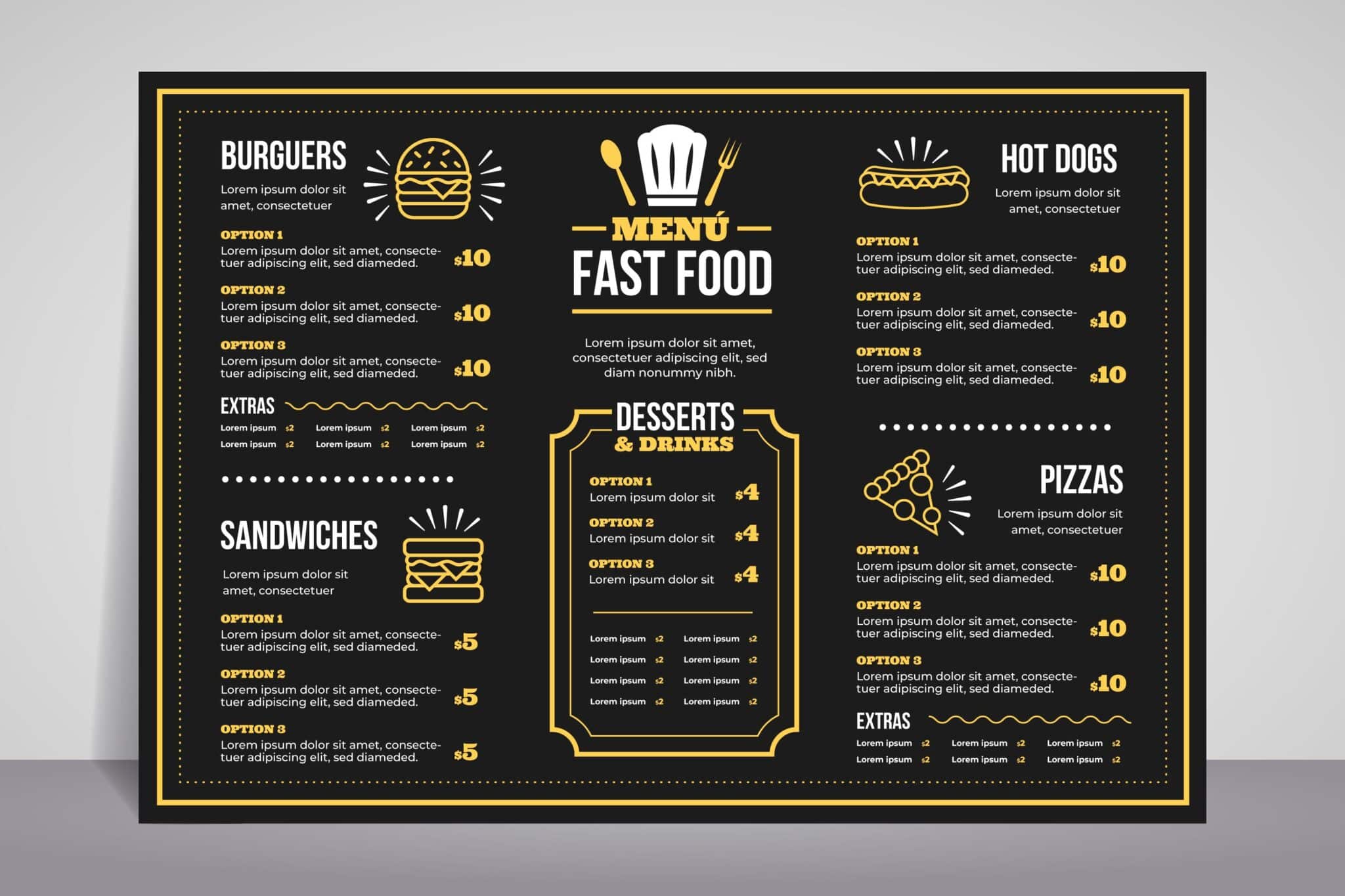 Menus for Restaurant