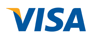 A blue visa logo on a black background.