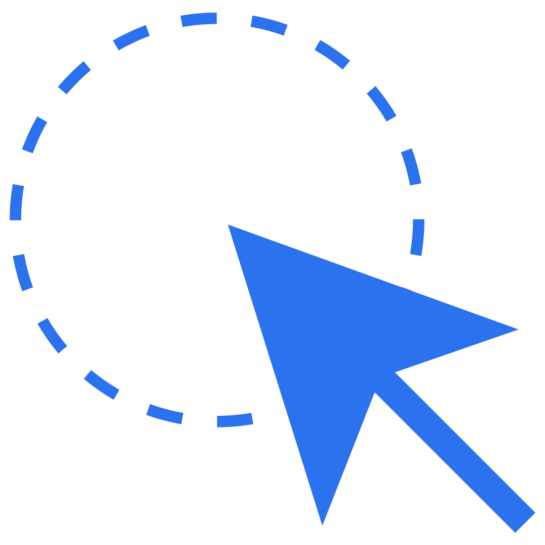 A blue arrow pointing to the right in front of a circle.