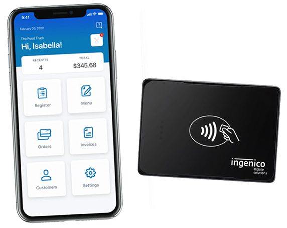 A smart phone and a wireless charging pad.