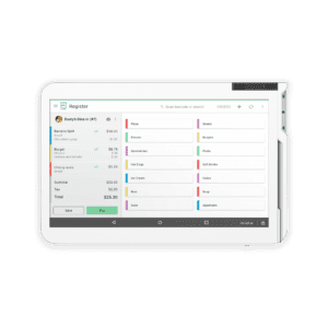 A tablet with a bunch of papers on it