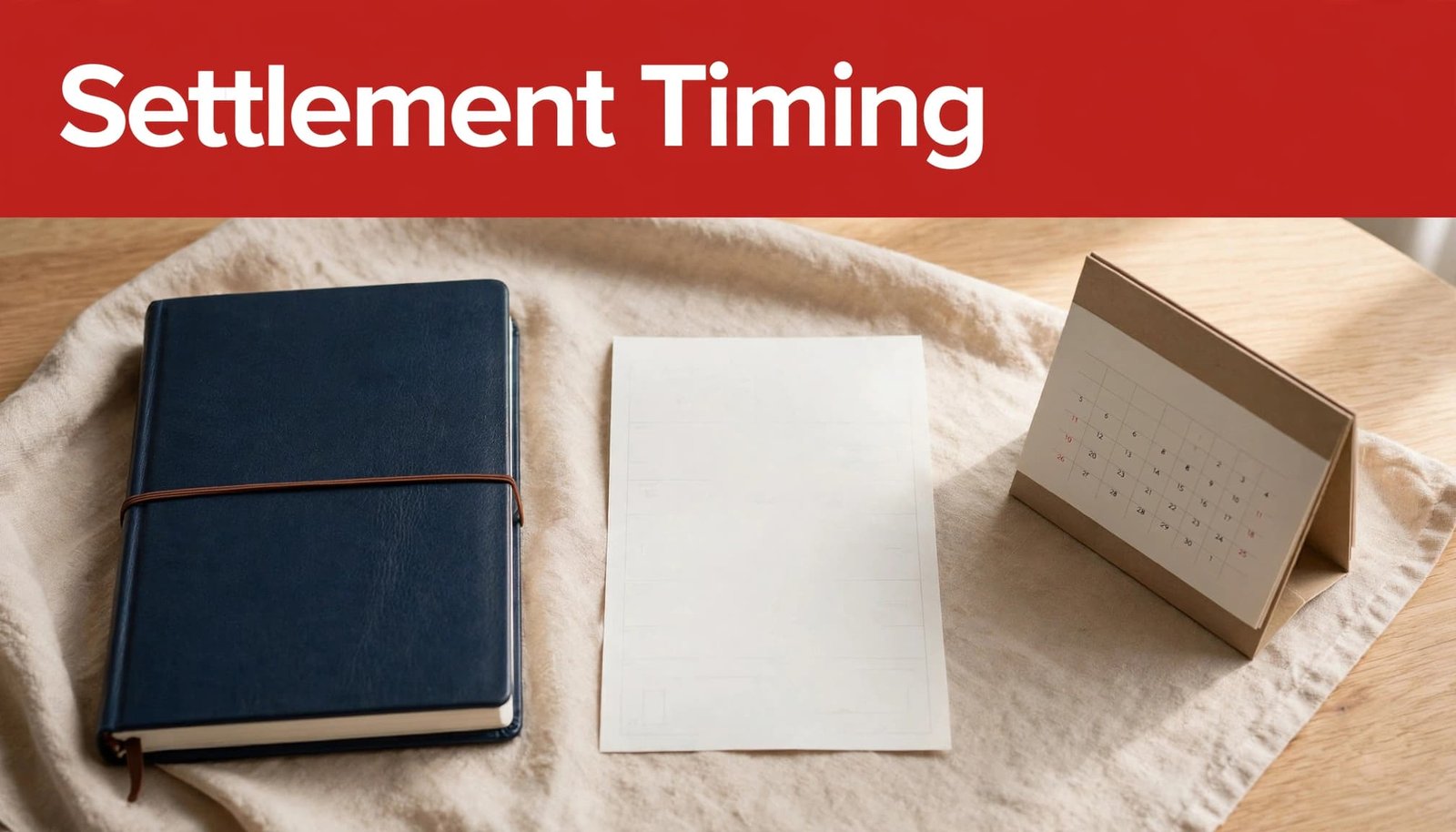 A ledger, blank transfer slip, and small calendar sit on a back-office table.